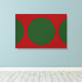 Groene cirkels op rood canvas afdruk (Insitu (Houten vloer))