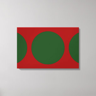 Groene cirkels op rood canvas afdruk