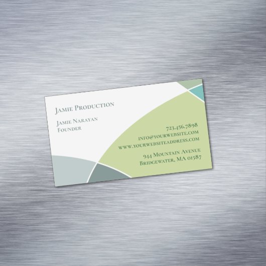 Groene cirkels retro magnetisch visitekaartje (Voorbeeld)