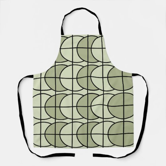 Groene Cirkels Strepen geometrisch Schort (Voorkant)