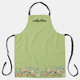 Groene citroen wilde bloem libel en vlinder schort