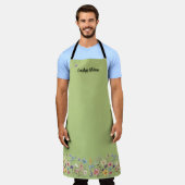 Groene citroen wilde bloem libel en vlinder schort (Gedragen)