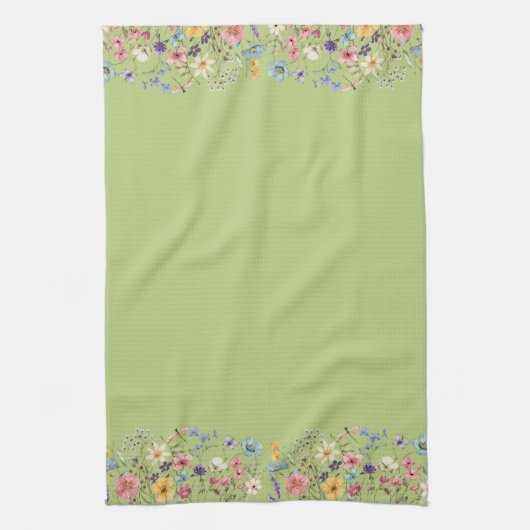 Groene citroen wilde bloem libel en vlinder theedoek (Verticaal)