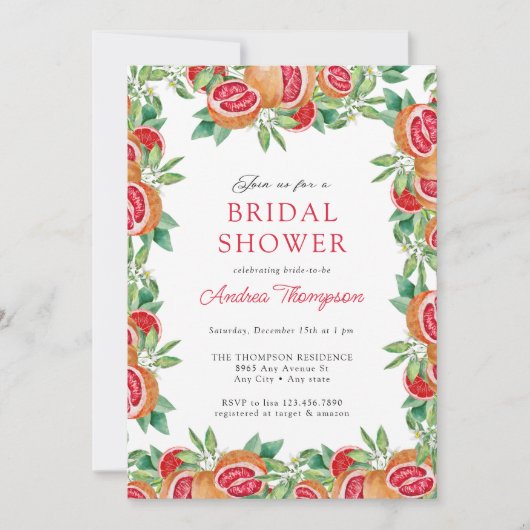 groene citrus | Bruidsdouche uitnodigingen (Voorkant)