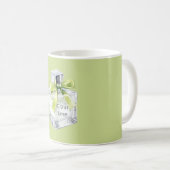 Groene citrus limoen fruit parfumfles Boog Koffiemok (Voorkant rechts)