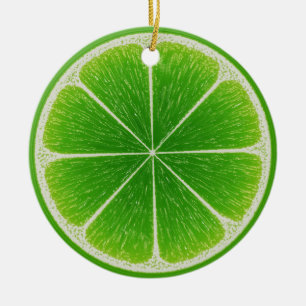 Groene Citrus Limoen Fruit Slice Keramisch Ornament