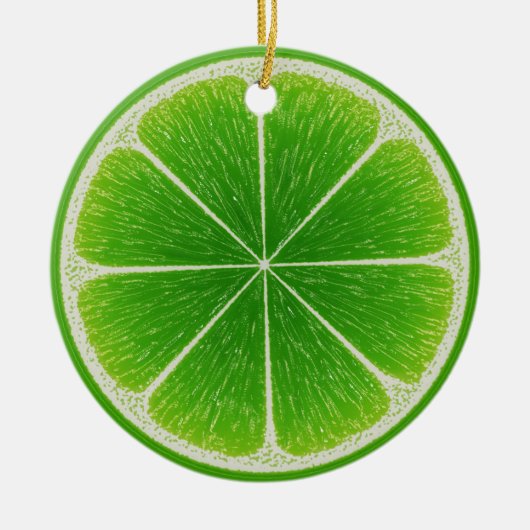 Groene Citrus Limoen Fruit Slice Keramisch Ornament (Voorkant)