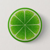 Groene Citrus Limoen Fruit Slice Ronde Button 5,7 Cm (Voorkant)