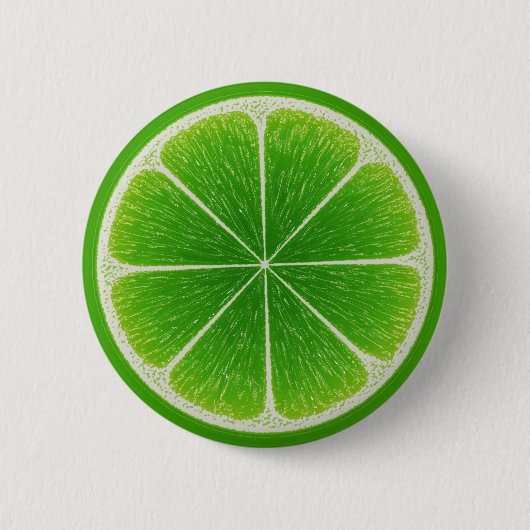 Groene Citrus Limoen Fruit Slice Ronde Button 5,7 Cm (Voorkant)