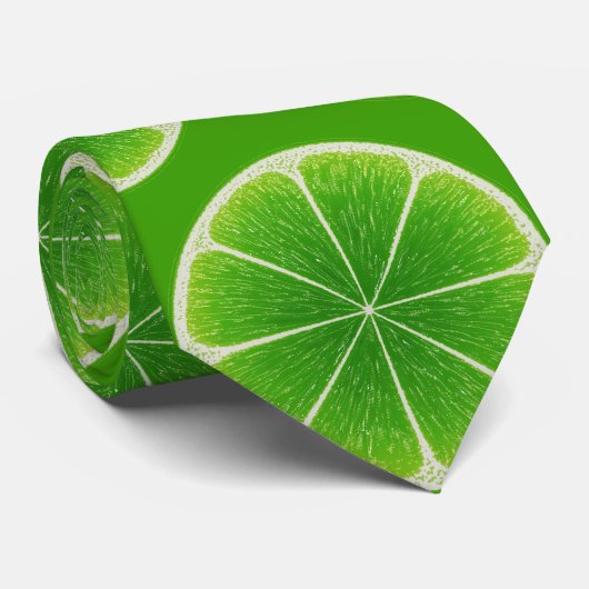 Groene Citrus Limoen Fruit Slice Stropdas (Opgerold)