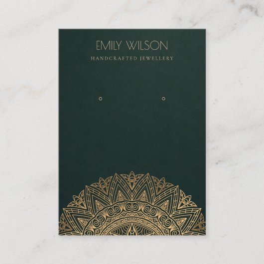 GROENE CLASSIC GOLD MANDALA EARRING DISPLAY VISITEKAARTJE (Voorkant)