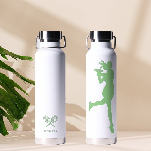 Groene Classy Vrouw Tennisser Gepersonaliseerd Waterfles