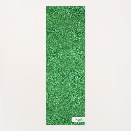 Groene Close-up Glitter met Jouw naam Yoga Mat (Voorkant)