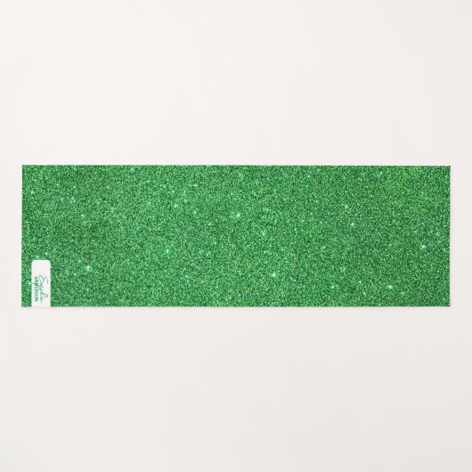 Groene Close-up Glitter met Jouw naam Yoga Mat (Voorkant (horizontaal))