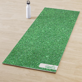 Groene Close-up Glitter met Jouw naam Yoga Mat