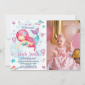 Groene Cloud Zeemeermin Verjaardag Uitnodiging met (Voorkant)