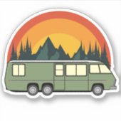 Groene Coach Regenboog Bergen Kiss-Cut Sticker (Voorkant)