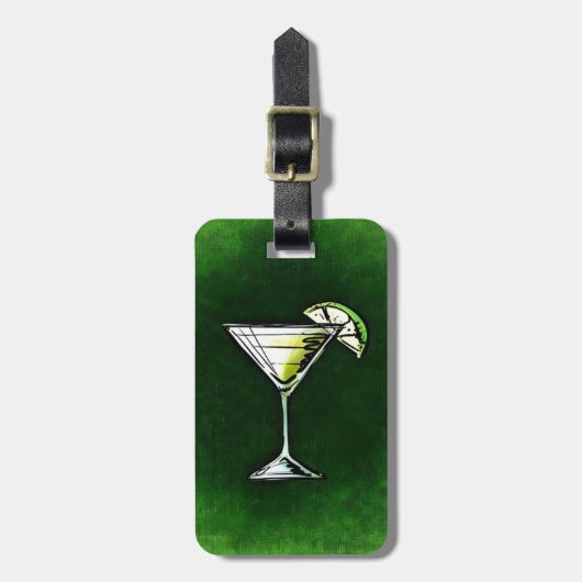 Groene cocktail absinthe bagagelabel (Voorkant verticaal)