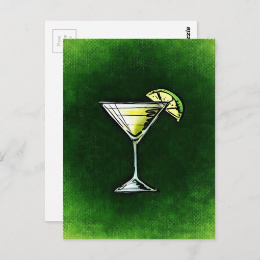 Groene cocktail absinthe briefkaart (Voorkant / Achterkant)