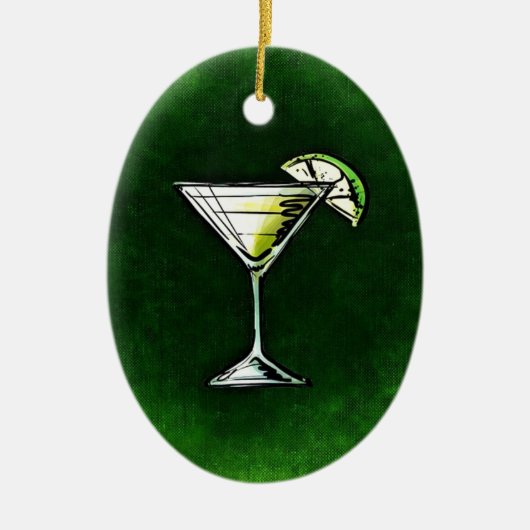 Groene cocktail absinthe keramisch ornament (Voorkant)