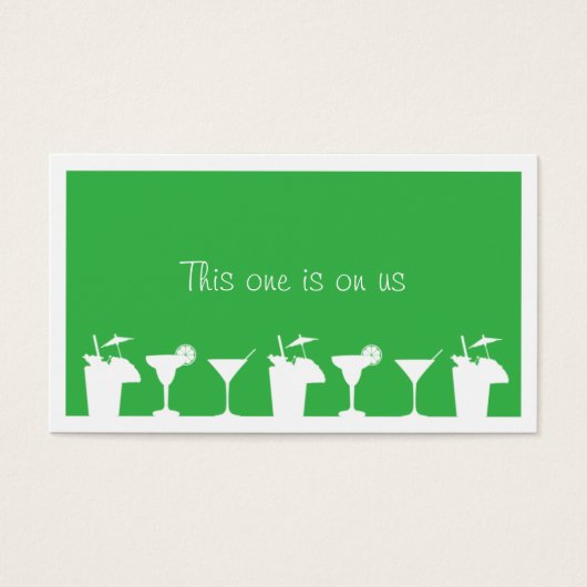 Groene cocktail bruiloft evenement aangepaste drin visitekaartjes (Voorkant)