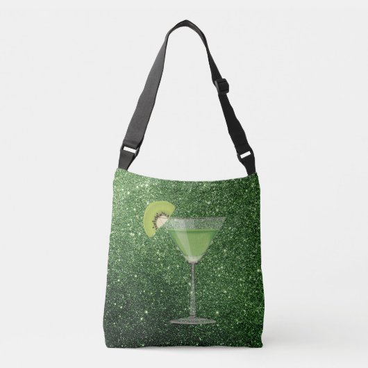 Groene Cocktail w/Kiwi Faux Glitter Crossbody Tas (Voorkant)