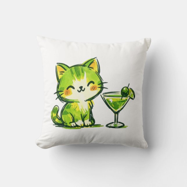Groene Cocktails en Katten Kussen (Voorkant)
