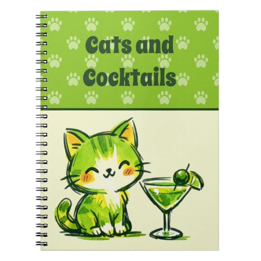 Groene Cocktails en Katten Notitieboek (Voorkant)