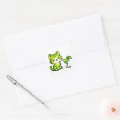 Groene Cocktails en Katten Vierkante Sticker (Envelop)
