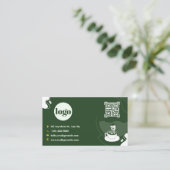 Groene Coffee Shop Loyalty Card Design Visitekaartje (Staand voorkant)