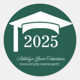 Groene College Universiteit Pet Klasse van 2025 Ronde Sticker