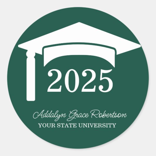 Groene College Universiteit Pet Klasse van 2025 Ronde Sticker (Voorkant)