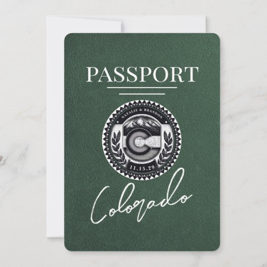 Groene Colorado Paspoort Bruiloft Kaart (Achterkant)