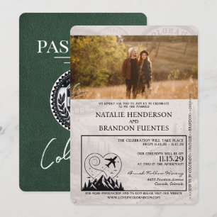 Groene Colorado Paspoort Bruiloft Kaart
