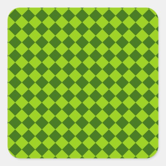 Groene Combinatie Diamantpatroon Vierkante Sticker (Voorkant)