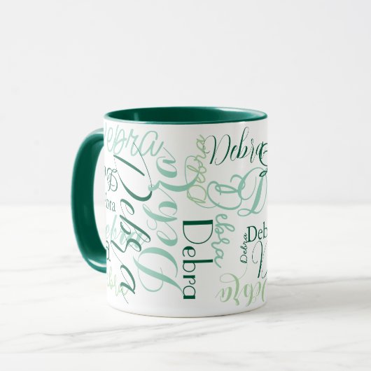 Groene combo-Mok namen typografie Mok (Voorkant links)