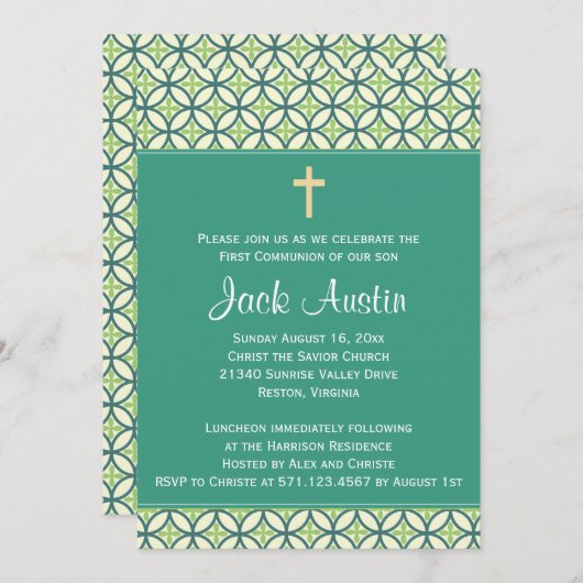 Groene communiqué Uitnodiging/Aankondiging Kaart (Voorkant / Achterkant)