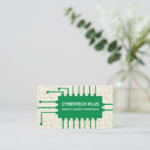 Groene Computer Chip Circuits en IT-technologie Visitekaartje (Staand voorkant)