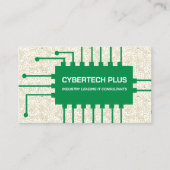 Groene Computer Chip Circuits en IT-technologie Visitekaartje (Voorkant)