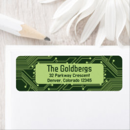 Groene Computer Circuit Board Bar Mitzvah Adres Etiket