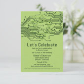 Groene Computer Circuit Board Bar Mitzvah Receptie Informatiekaartje (Staand voorkant)