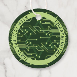 Groene computer printplaat bar mitswa bedankjes labels
