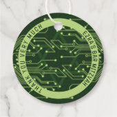 Groene computer printplaat bar mitswa bedankjes labels (Achterkant)