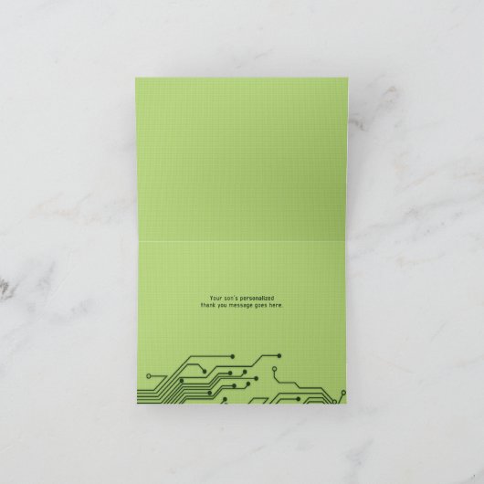 Groene computer printplaat bar mitswa bedankkaart (Binnen)