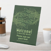 Groene computer printplaat bar mitswa reclamebord met voetstuk (Insitu)