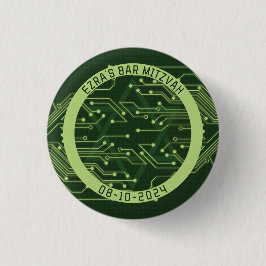 Groene computer printplaat bar mitswa ronde button 3,2 cm