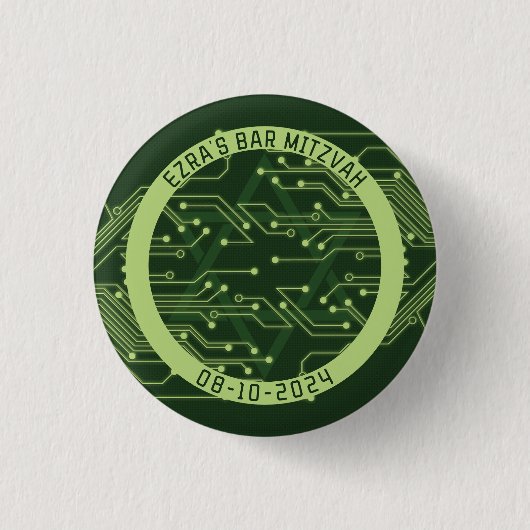 Groene computer printplaat bar mitswa ronde button 3,2 cm (Voorkant)