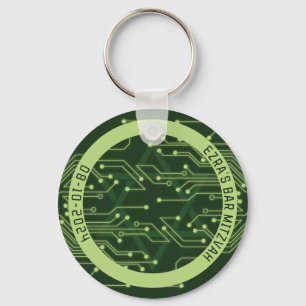 Groene computer printplaat bar mitswa sleutelhanger