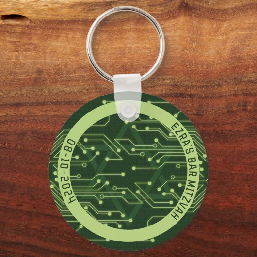 Groene computer printplaat bar mitswa sleutelhanger (Achterkant)