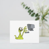 groene computer typend buitenaardse monsterblob briefkaart (Staand voorkant)